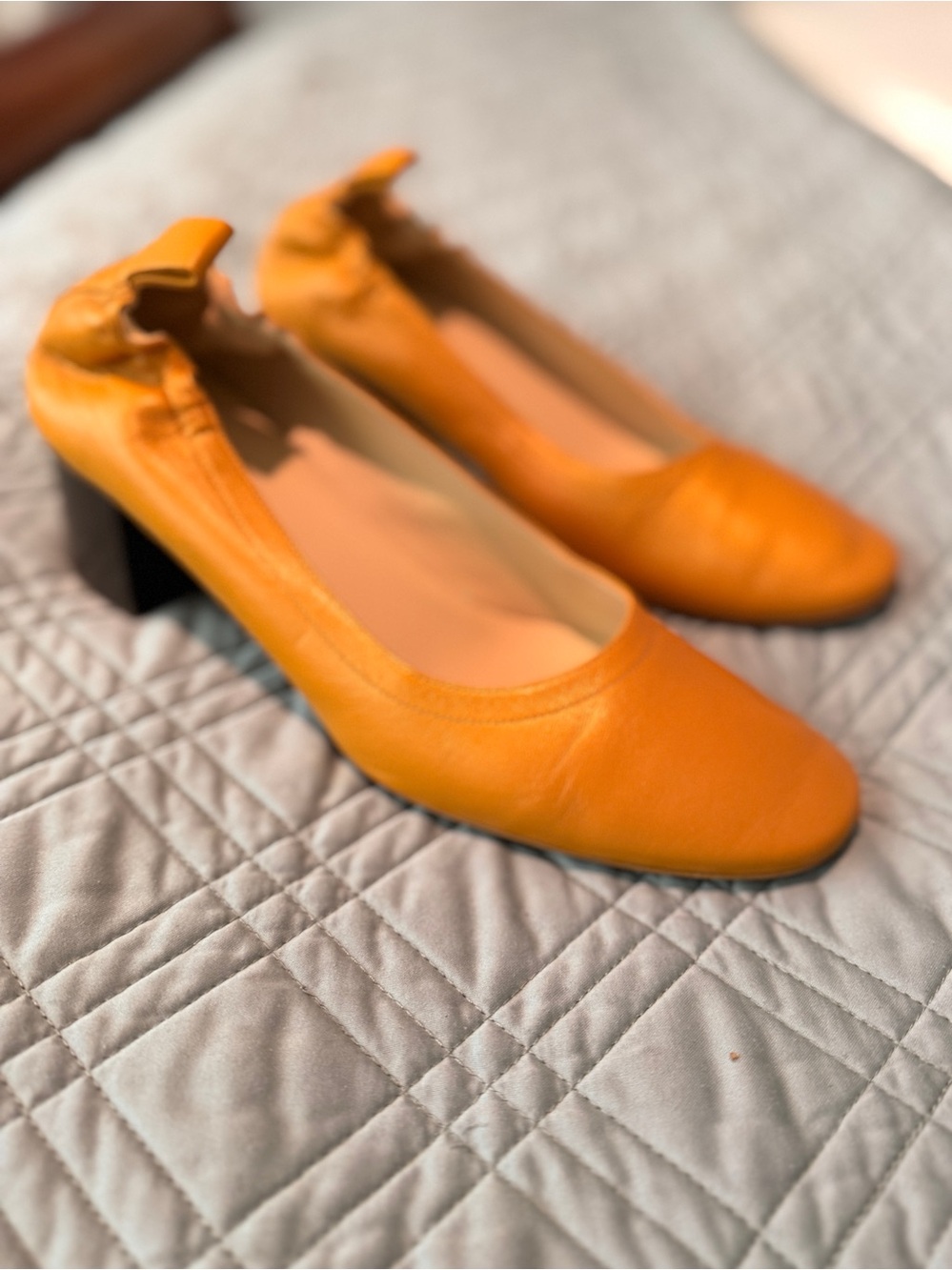EVERLANE Day Heel, Classic Block Heel in Mustard